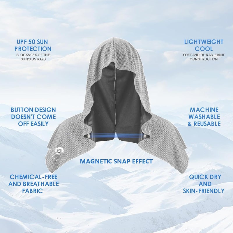 CASITE 3 Pack Cooling Hoodie Towels for Neck and Face, UPF 50 Sun Protection & Instant Cooling, Ice Towels for Hot Weather, Soft Breathable Towel for Sport, Work Out, Gym, Camping & More Activities - Image 2